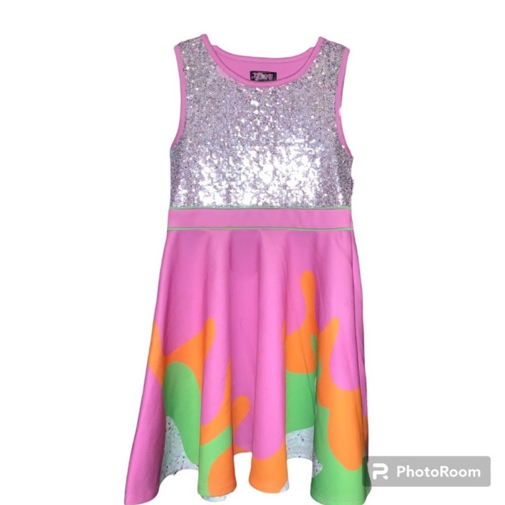 Jojo siwa Pink and Silver Sequin Nickelodeon slime swirl  Dress